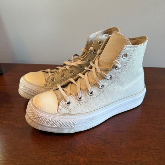Converse Allstar Millennium Chuck Taylor Cream High-Top Sneakers Leather - Picture 1 of 7